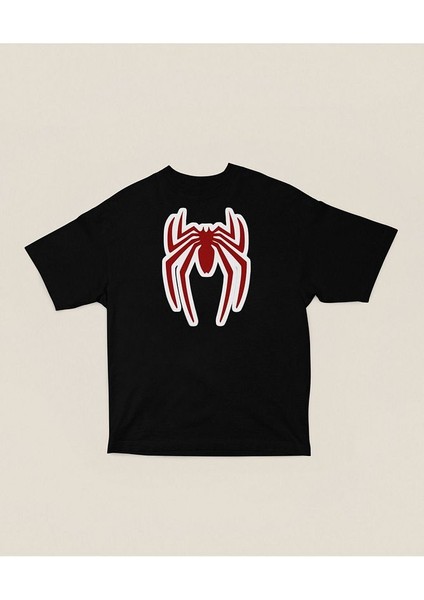Oversize Film Kahramanı Spider-Man Logo Baskılı Unisex Oversize Tişört modelleri