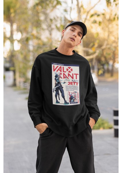 Valorrant Jett Karakter Baskılı Unisex Oversize Entry Karakter Sweatshirt