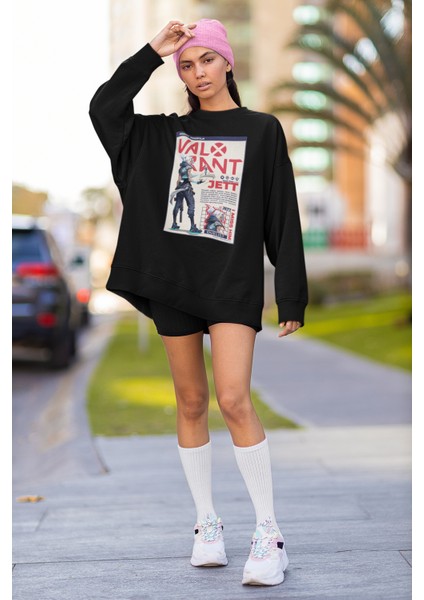 Valorrant Jett Karakter Baskılı Unisex Oversize Entry Karakter Sweatshirt fiyatları