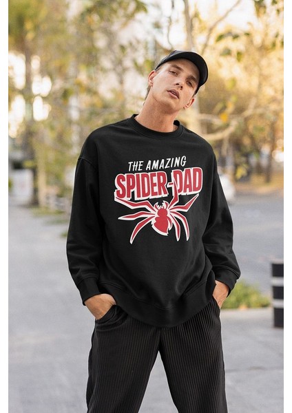 The Amazing Spider-Dad Yazılı Unisex Oversize Örümcek Adam Temalı Sweatshirt