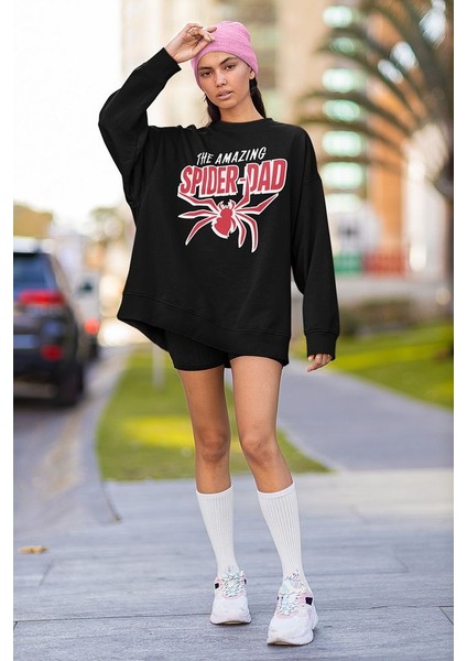 The Amazing Spider-Dad Yazılı Unisex Oversize Örümcek Adam Temalı Sweatshirt