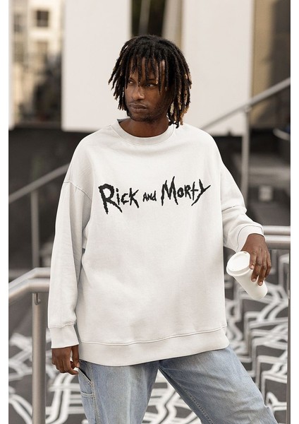 Rick And Morty Yazılı Unisex Oversize Çizgi Film Sweatshirt