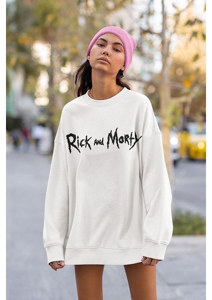 Rick And Morty Yazılı Unisex Oversize Çizgi Film Sweatshirt fiyatları