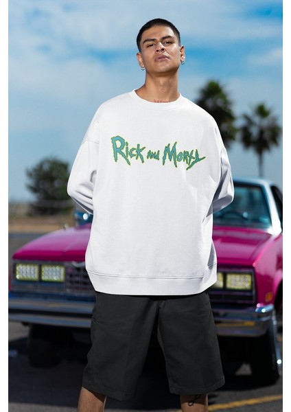 Rick And Morty Yazılı Unisex Oversize Çizgi Film Sweatshirt