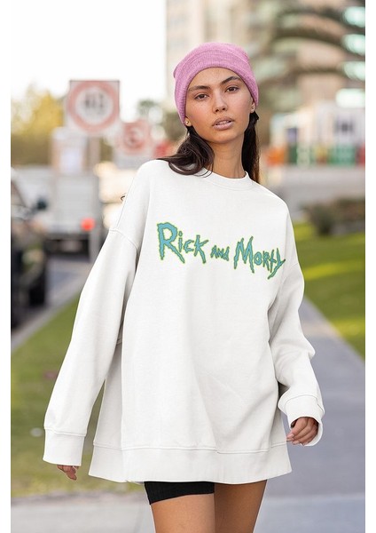 Rick And Morty Yazılı Unisex Oversize Çizgi Film Sweatshirt