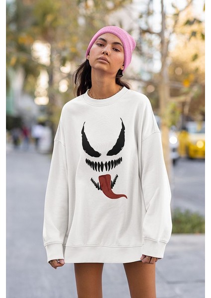 Tasarım Venom Baskılı Unisex Oversize Film Sweatshirt fiyatları