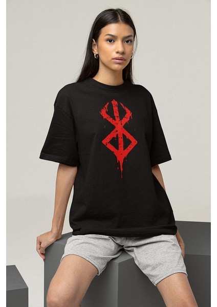 Berserk Logo Baskılı Unisex Tişört, Oversize Anime Dizi Baskılı Tişört fiyatları