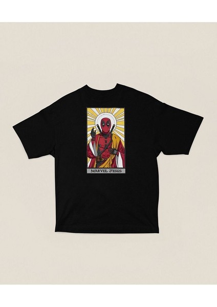 Marvel Jesuus Baskılı Oversize Unisex Deadpool Tişört modelleri