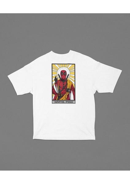 Marvel Jesuus Baskılı Oversize Unisex Deadpool Tişört modelleri