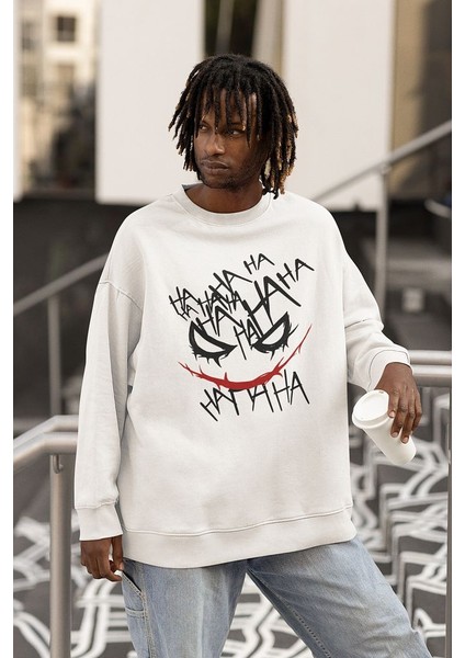 Joker Kahkaha Baskılı Unisex Oversize Dc Karakter Sweatshirt
