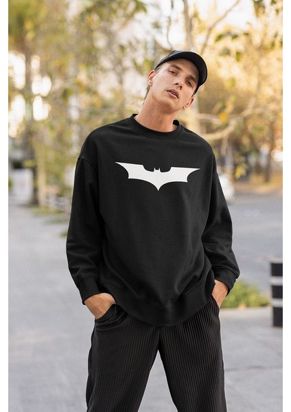 Batman Logo Baskılı Unisex Oversize Yarasa Sweatshirt