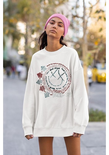 Tasarım BLINK-182 Baskılı Unisex Oversize Sweatshirt