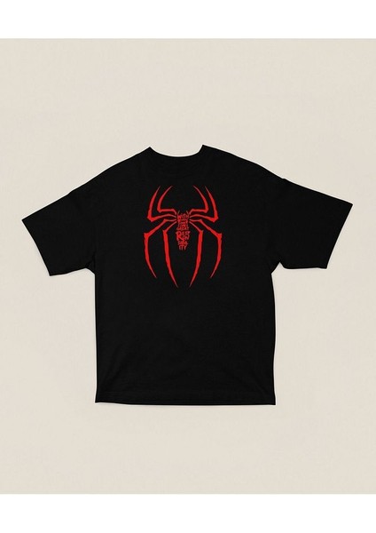 Havalı Spider-Man Logo Baskılı Unisex Oversize Tişört modelleri