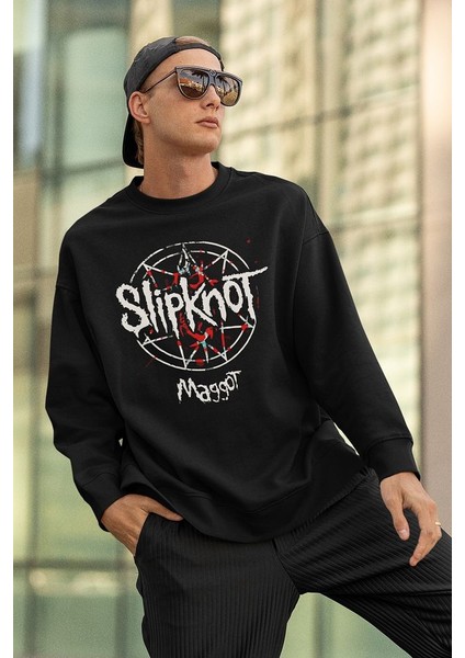 Slipknot Maggot Baskılı Unisex Oversize Müzik Grubu Sweatshirt