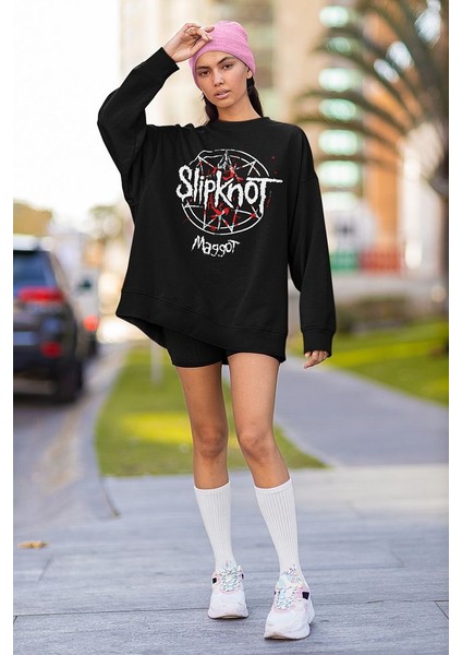 Slipknot Maggot Baskılı Unisex Oversize Müzik Grubu Sweatshirt fiyatları