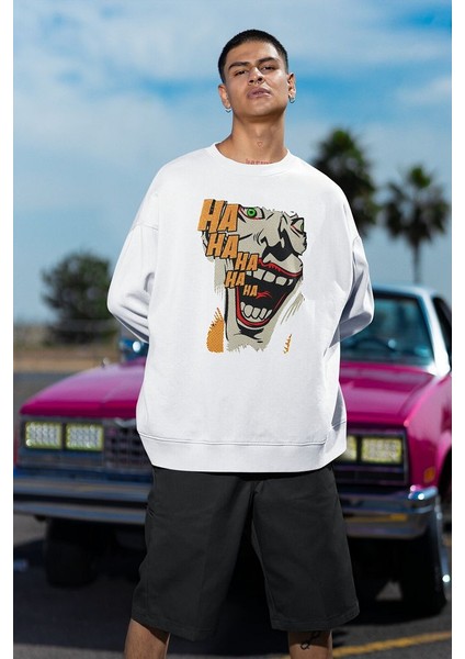 Joker Kahkaha Baskılı Unisex Oversize Dc Karakter Sweatshirt