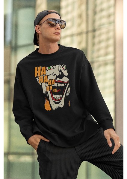 Joker Kahkaha Baskılı Unisex Oversize Dc Karakter Sweatshirt