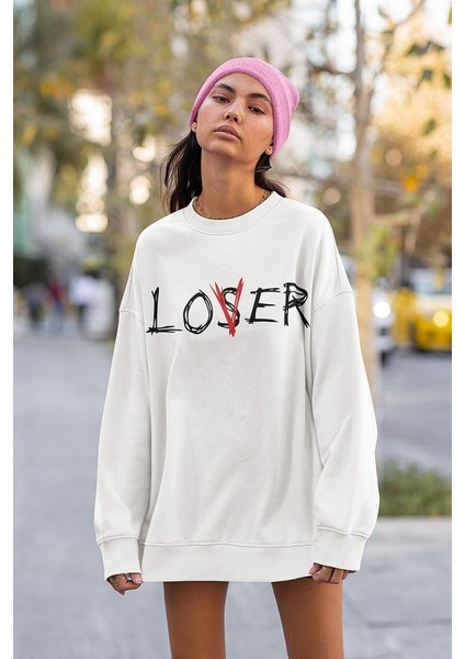 Loser Yazılı Unisex Oversize Sweatshirt