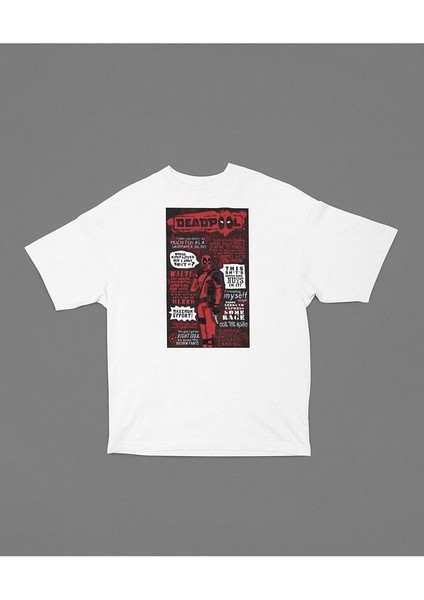 Dergi Kapağı Deadpool Baskılı Oversize Unisex Marvel Tişört