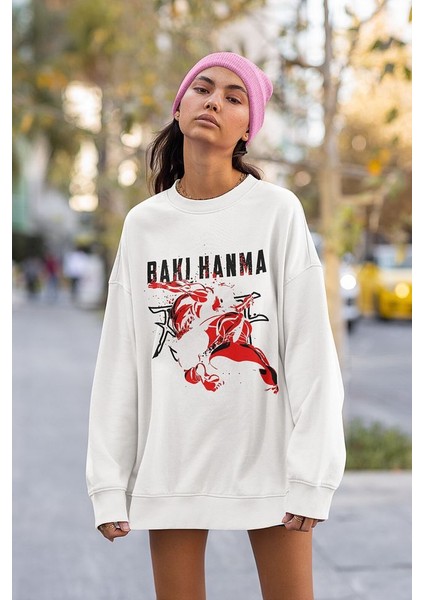 Baki Hanma Anime Karakter Baskılı Unisex Oversize Sweatshirt