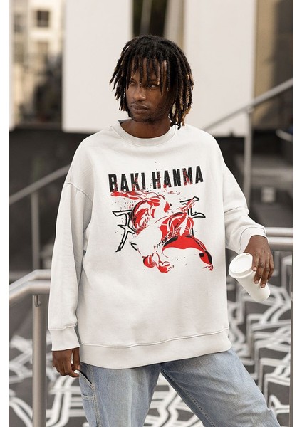 Baki Hanma Anime Karakter Baskılı Unisex Oversize Sweatshirt fiyatları