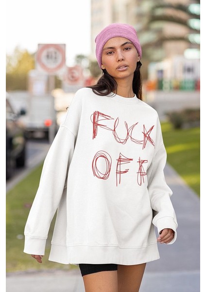 Fucck Off Yazılı Unisex Oversize Sweatshirt