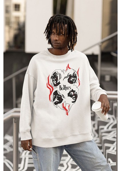 Tasarım The Beatles Baskılı Unisex Oversize Müzik Grubu Sweatshirt fiyatları