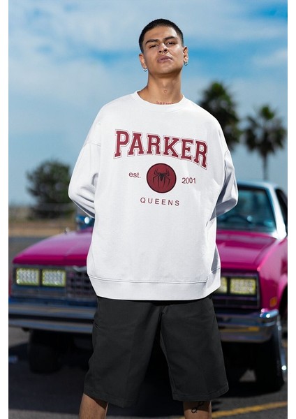Parker Est. 2001 Queens Yazılı Unisex Oversize Spider-Man Sweatshirt