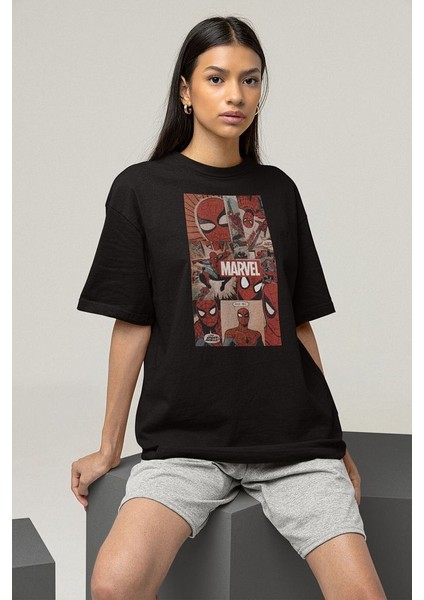 Marvel Spider-Man Baskılı Unisex Tişört, Oversize Örümcek Adam Tişört fiyatları