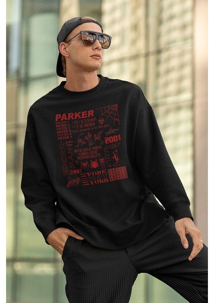 Peter Parker Baskılı Unisex Oversize Örümcek Adam Sweatshirt