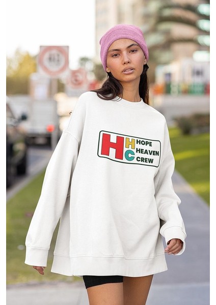Hhc Hope Heaven Crew Yazılı Unisex Oversize Sweatshirt