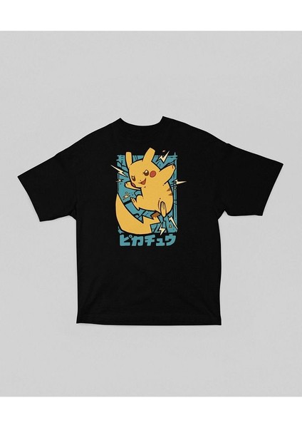Pokemon Baskılı Unisex Tişört, Oversize Pikaçu Tişört modelleri
