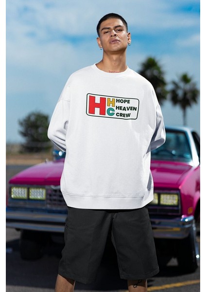 Hhc Hope Heaven Crew Yazılı Unisex Oversize Sweatshirt