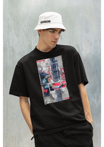 Cool Lets Go Jett Baskılı Unisex Oversize Valorrant Tişört