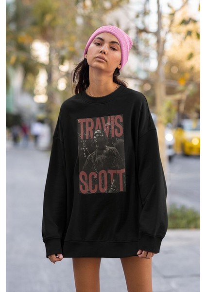 Nigga Travis Scott Rapper Baskılı Unisex Oversize Rap Tasarım Sweatshirt