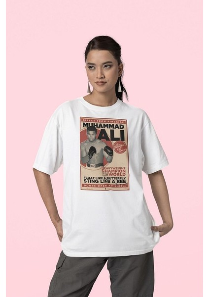 Boksör Muhammed Ali Baskılı Unisex Oversize Tişört fiyatları