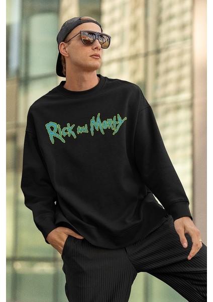 Rick And Morty Yazılı Unisex Oversize Çizgi Film Sweatshirt
