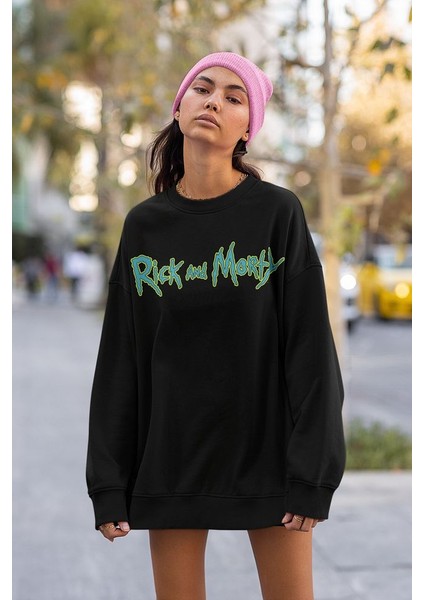 Rick And Morty Yazılı Unisex Oversize Çizgi Film Sweatshirt fiyatları