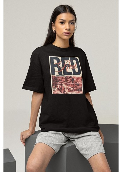 Taylor's Version Red Baskılı Tişört, Oversize Şarkıcı Taylor Swift Tişört