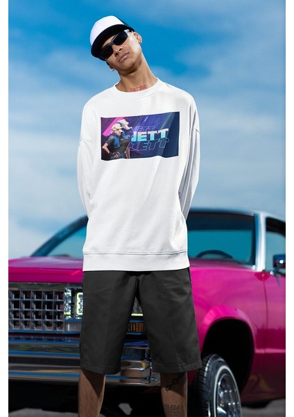 Jett Baskılı Unisex Oversize Valoorant Sweatshirt
