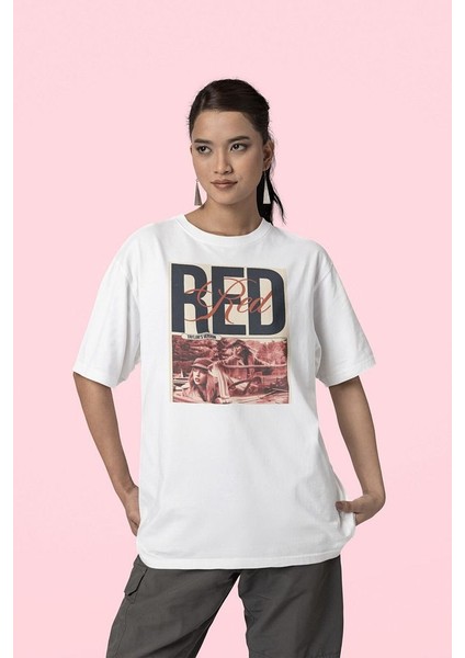 Taylor's Version Red Baskılı Tişört, Oversize Şarkıcı Taylor Swift Tişört