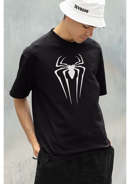 Spider-Man Logo Baskılı Tişört, Oversize Marvel Örümcek Adam Tişört fiyatları