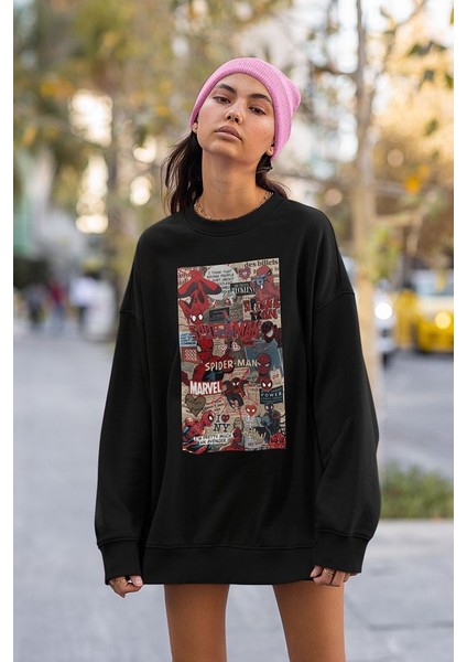 Marvel Örümcek Adam Baskılı Unisex Oversize Spider-Man Sweatshirt fiyatları