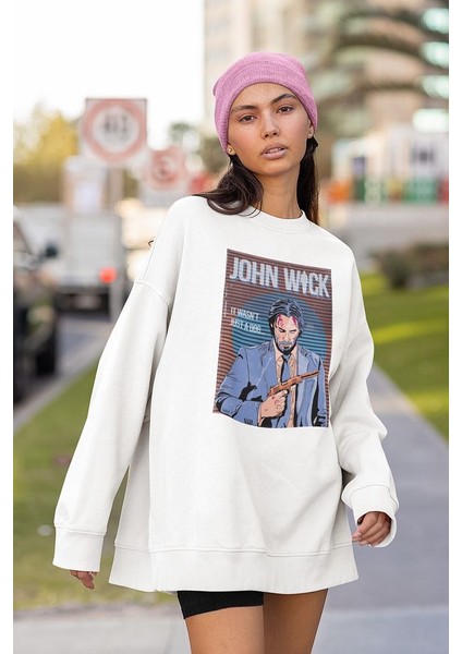 John Wick Baskılı Unisex Oversize It Wasnt Just A Dog Yazılı Sweatshirt