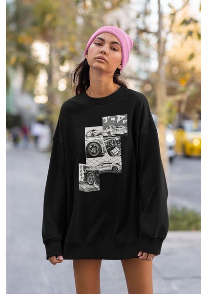 Tasarım Araba Baskılı Unisex Oversize Sweatshirt fiyatları