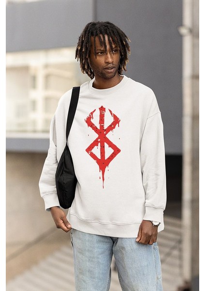 Berserk Logo Baskılı Unisex Oversize Anime Sweatshirt