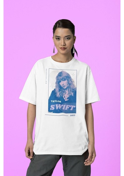Reputation Şarkıcı Taylor Swift Baskılı Oversize Tişört