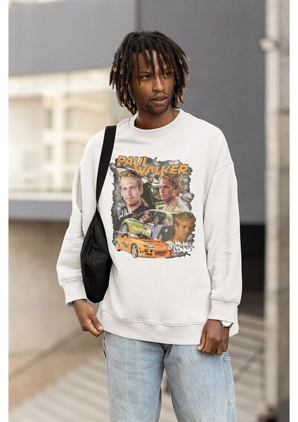 Paul Walker Film Karakteri Baskılı Unisex Oversize Hızlı ve Öfkeli Sweatshirt