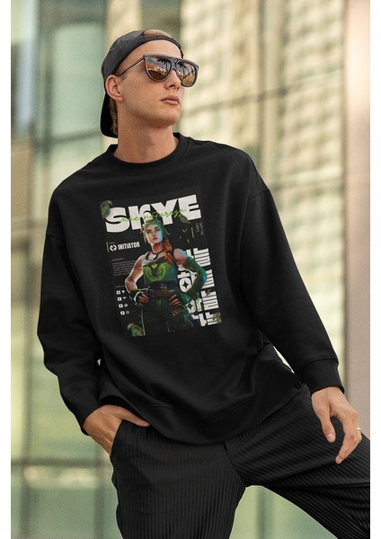 Skye Baskılı Unisex Oversize Vallorant Karakter Sweatshirt