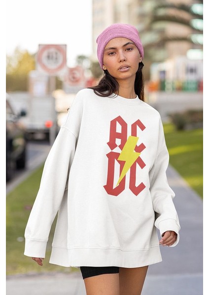 Ac Dc Rock Metal Müzik Grubu Baskılı Unisex Oversize Sweatshirt fiyatları